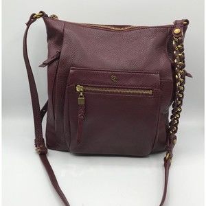 Elliott Lucca Burgundy Gwen Crossbody Pebble Leather Handbag  Super Soft